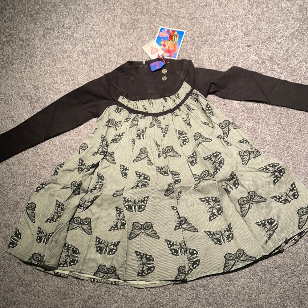 New Mim-Pi Girls Black & Cream Butterfly Dress